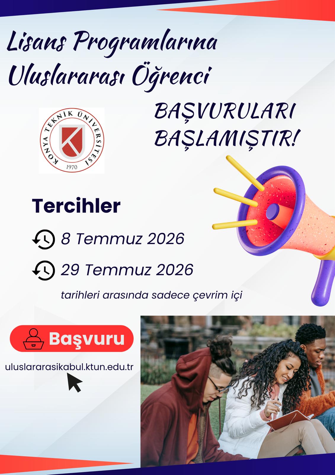 2026-2027 AKADEMİK YILI ULUSLARARASI ÖĞRENCİ LİSANS PROGRAMLARINA ÖĞRENCİ ALIM BAŞVURULARI BAŞLAMIŞTIR.
